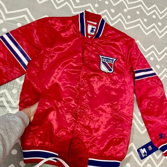 Vintage retro starter New york Ny rangers varsity letterman bomber hockey jacket - Picture 3 of 10